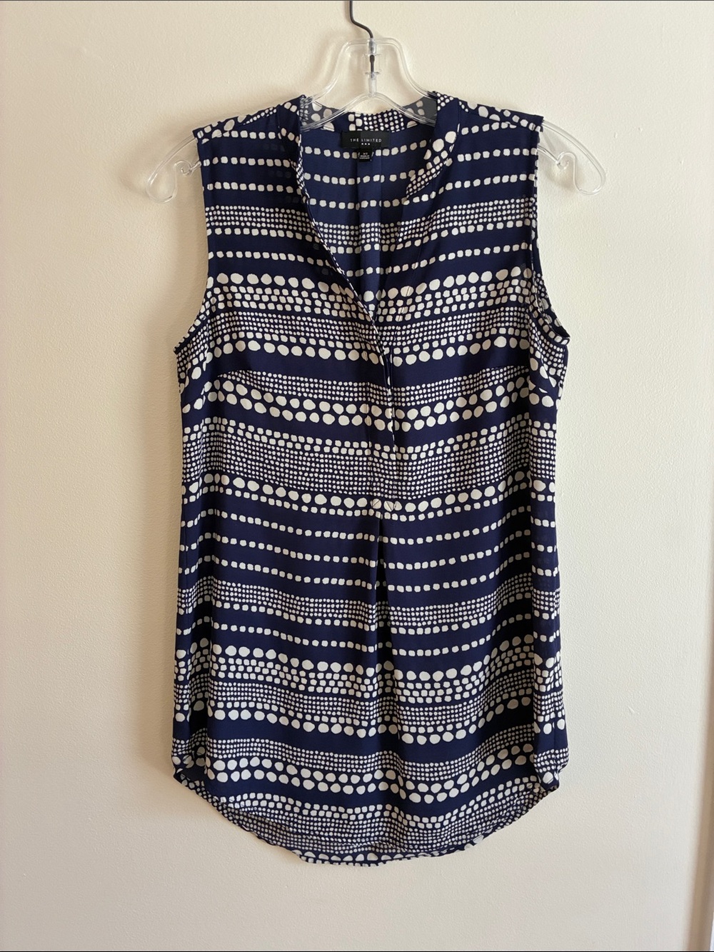The Limited Navy & White Dot-Stripe Sleeveless Camisole